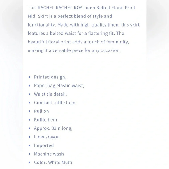 EUC Rachel Roy linen boho skirt Medium with ruffle. Elastic gathered waist. - Picture 4 of 8